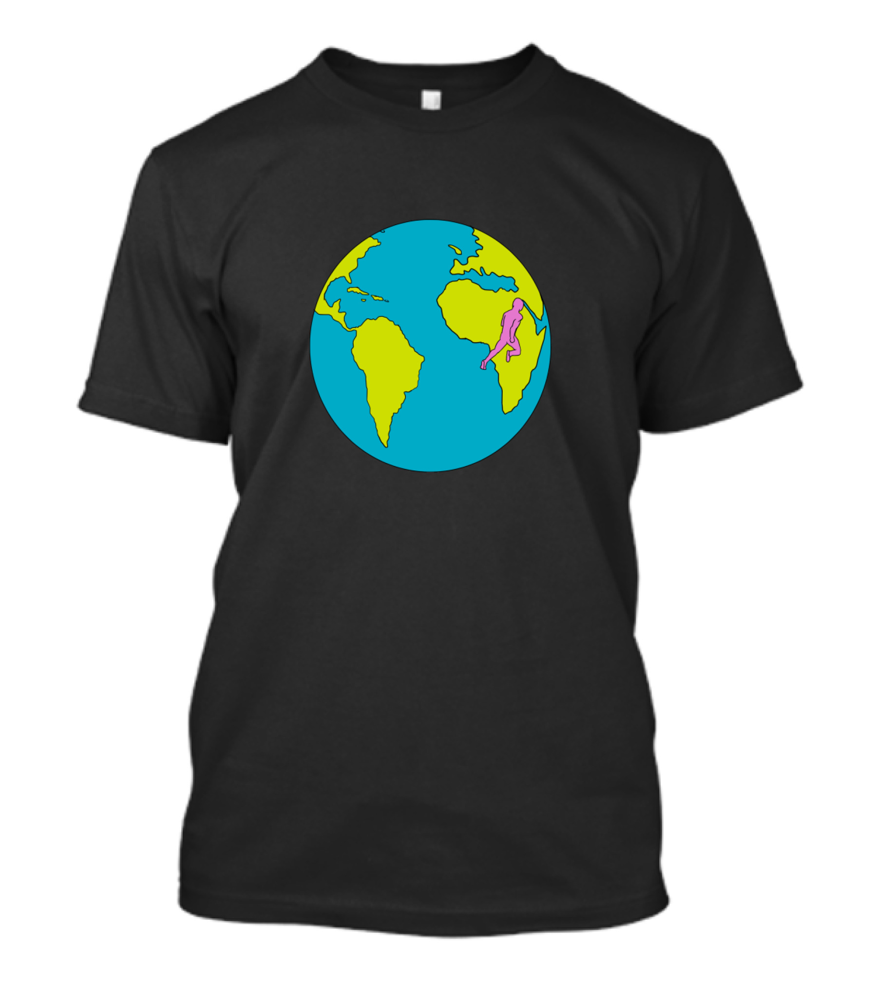 Marathon Runner Across Continents South America Africa Map T-Shirt