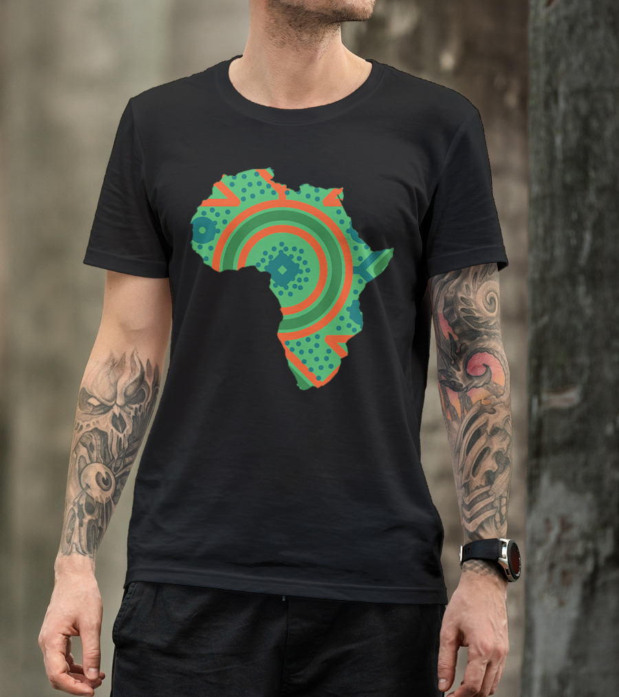 Ekhaya African Map Vibrant Geometric Patterns And Symbols T-Shirt
