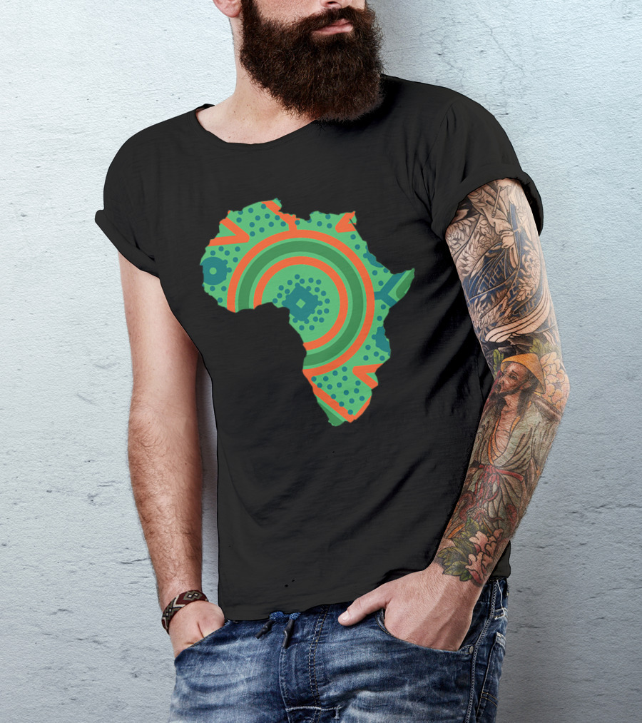 Ekhaya African Map Vibrant Geometric Patterns And Symbols T-Shirt