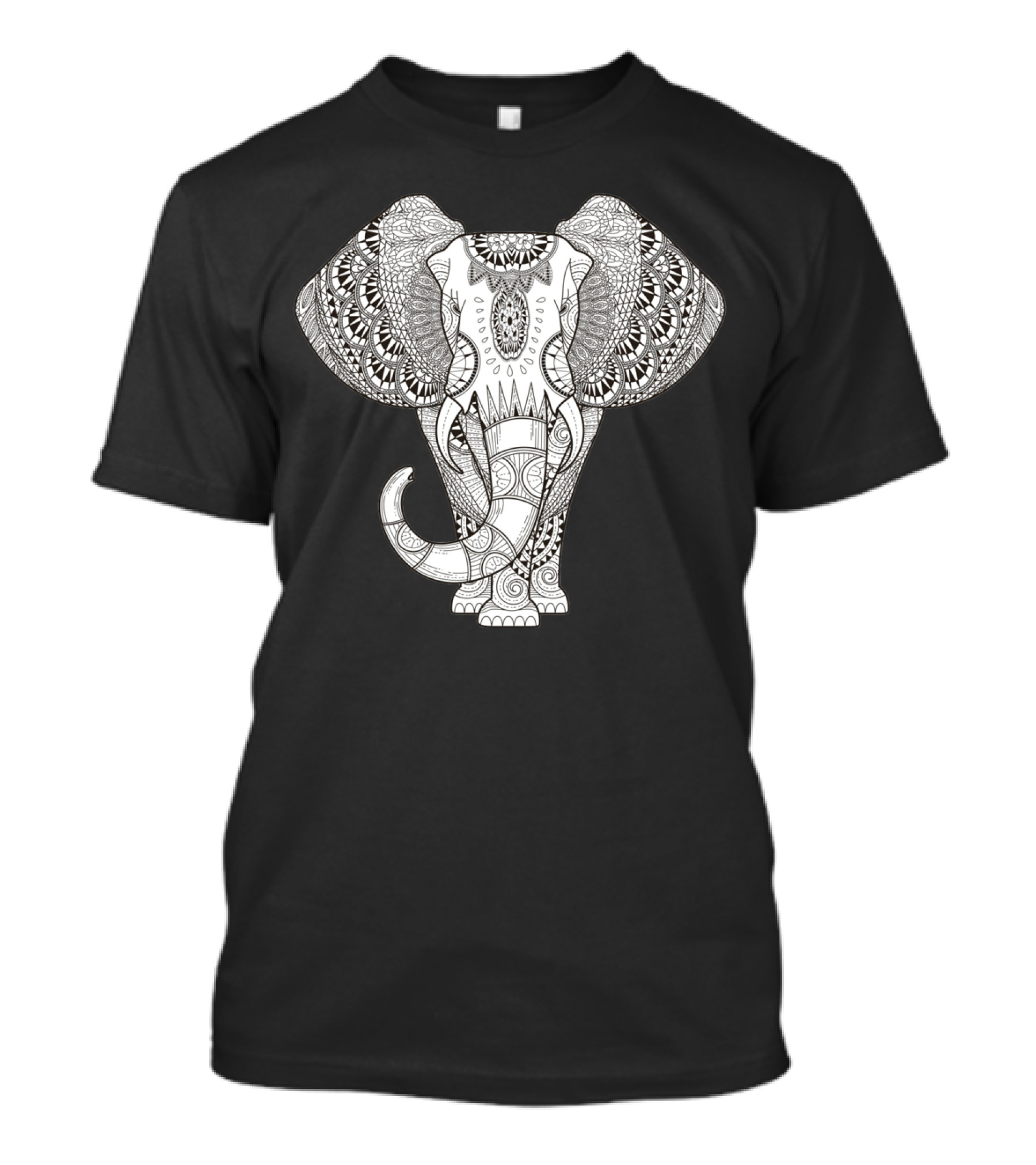 Intricate Mandala White Elephant T-Shirt