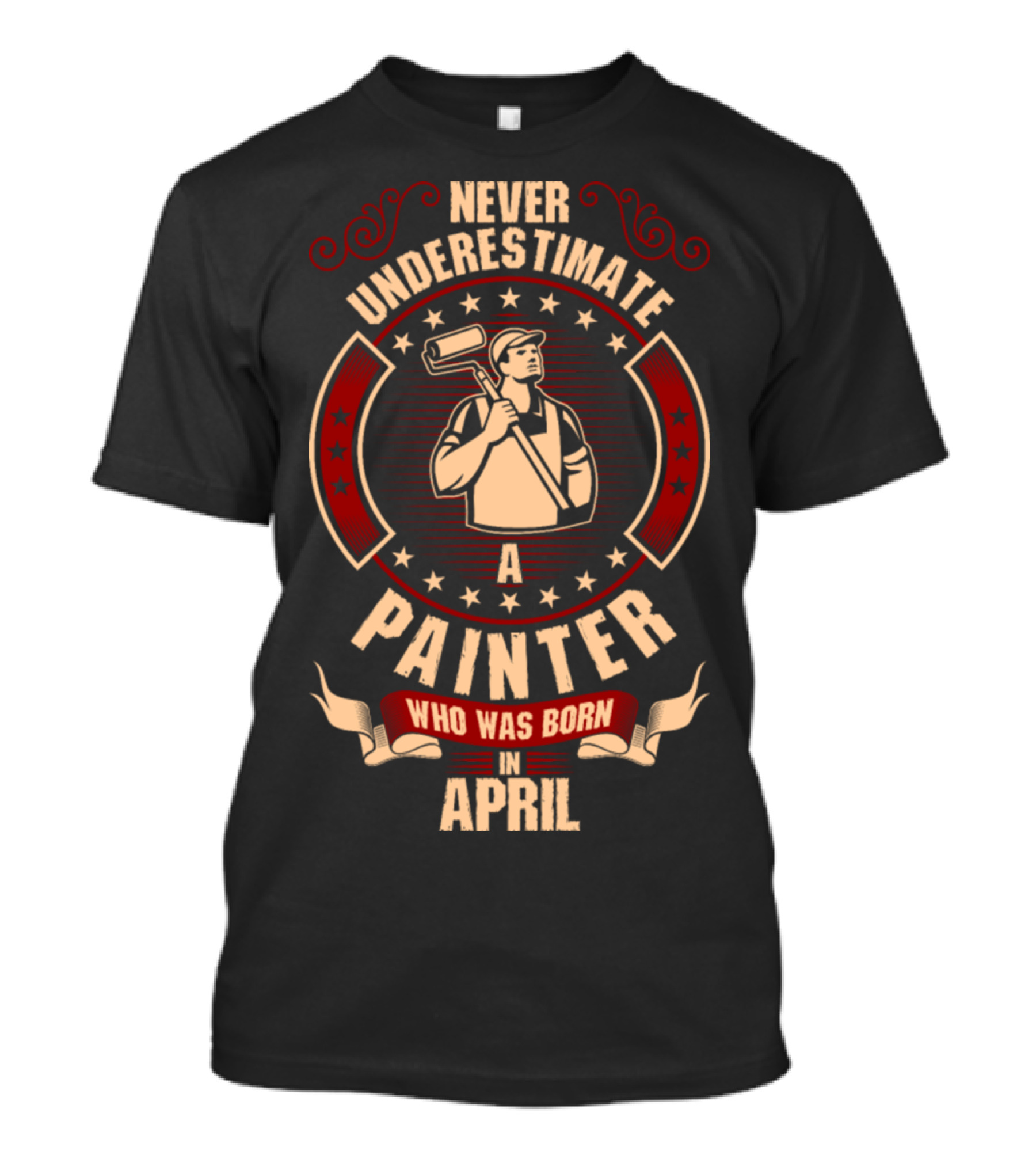 Never Underestimate A Painter Who Was Born In April Retro Star T-Shirt