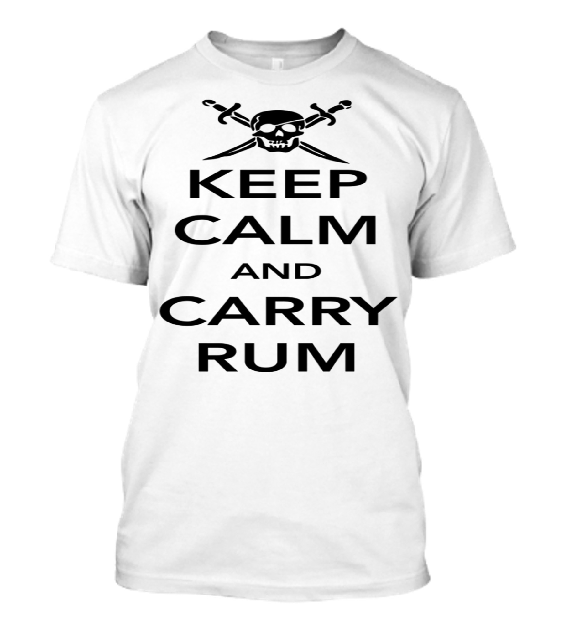 Keep Calm And Carry Rum Skull With Crossed Swords Iconic Pirate T-Shirt