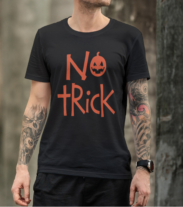 No Trick Pumpkin With Jack-O'-Lantern Face T-Shirt
