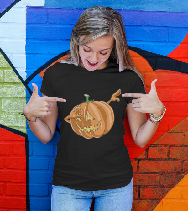 Halloween Dabbing Pumpkin Jack-O'-Lantern Cartoon T-Shirt