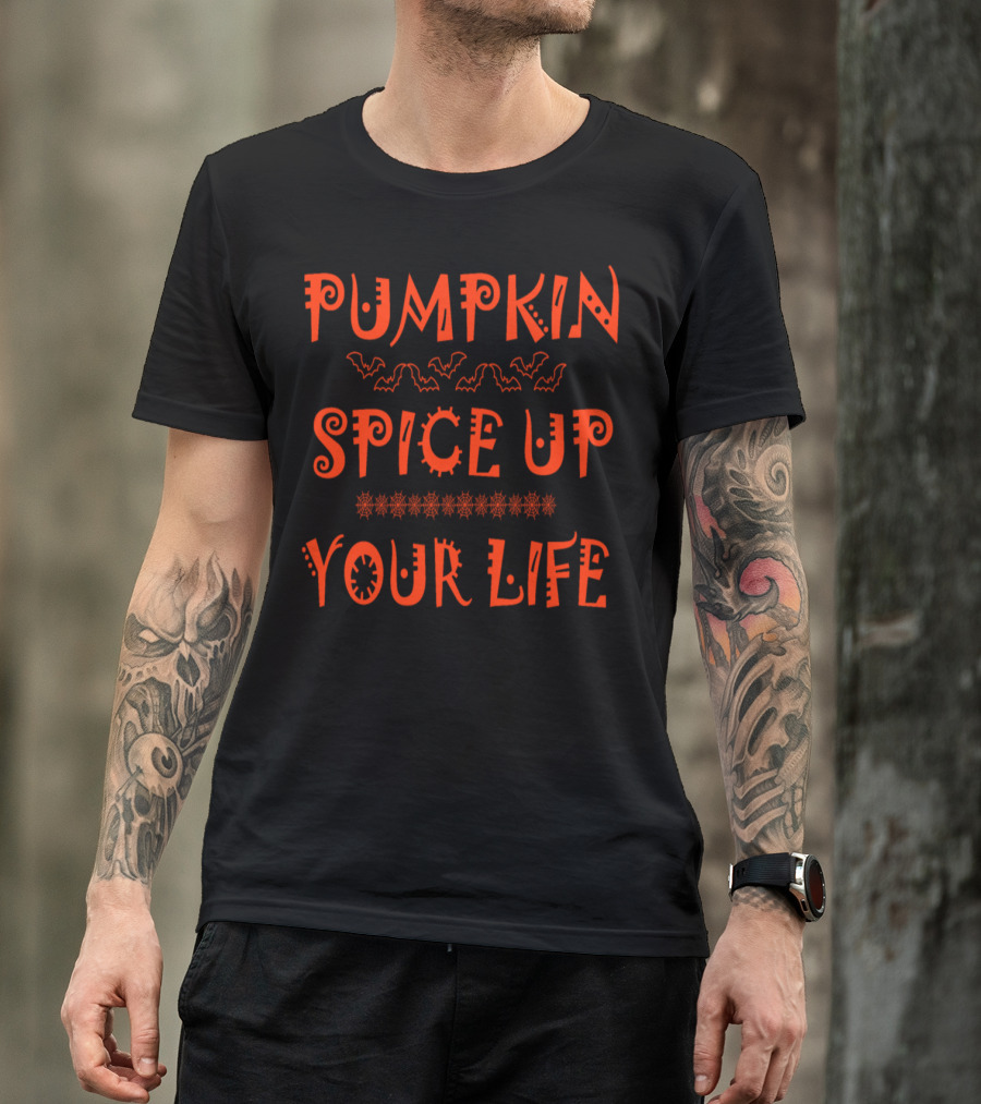 Pumpkin Spice Up Your Life With Bats And Stars T-Shirt