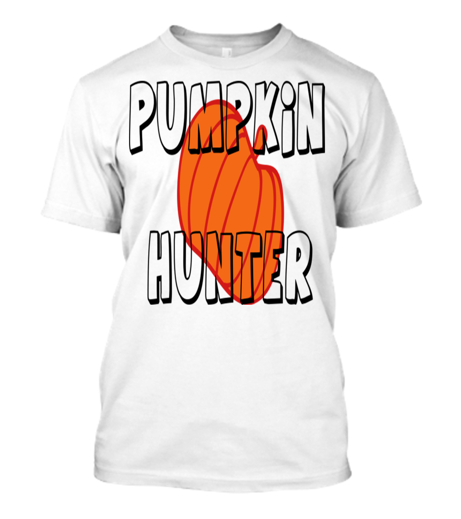 Pumpkin Hunter Bold Text With Large Orange Pumpkin T-Shirt