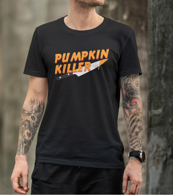 Pumpkin Killer Knife Graphic Halloween T-Shirt