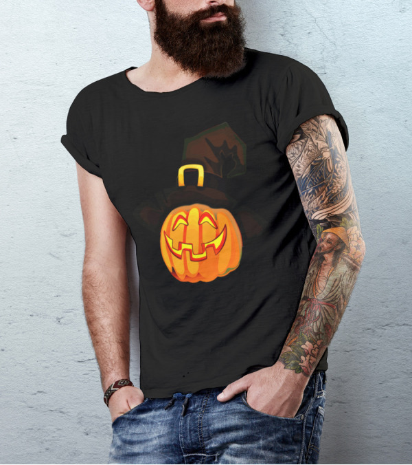 Halloween Pumpkin Witch Hat With Grinning Face T-Shirt