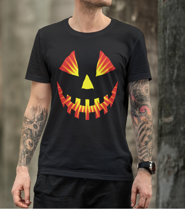 Pumpkin Head Flex Grinning Jack-O'-Lantern Face With Sharp Teeth T-Shirt