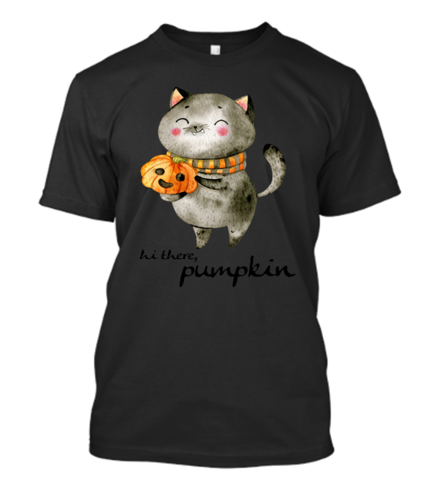Hi There Pumpkin Cat Hugging Smiling Jack-O'-Lantern T-Shirt