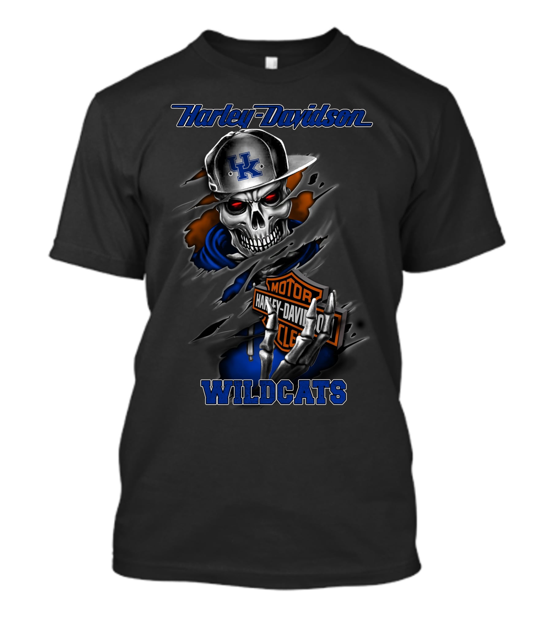 Harley Davidson Motorcycles Kentucky Wildcats Skull T-Shirt