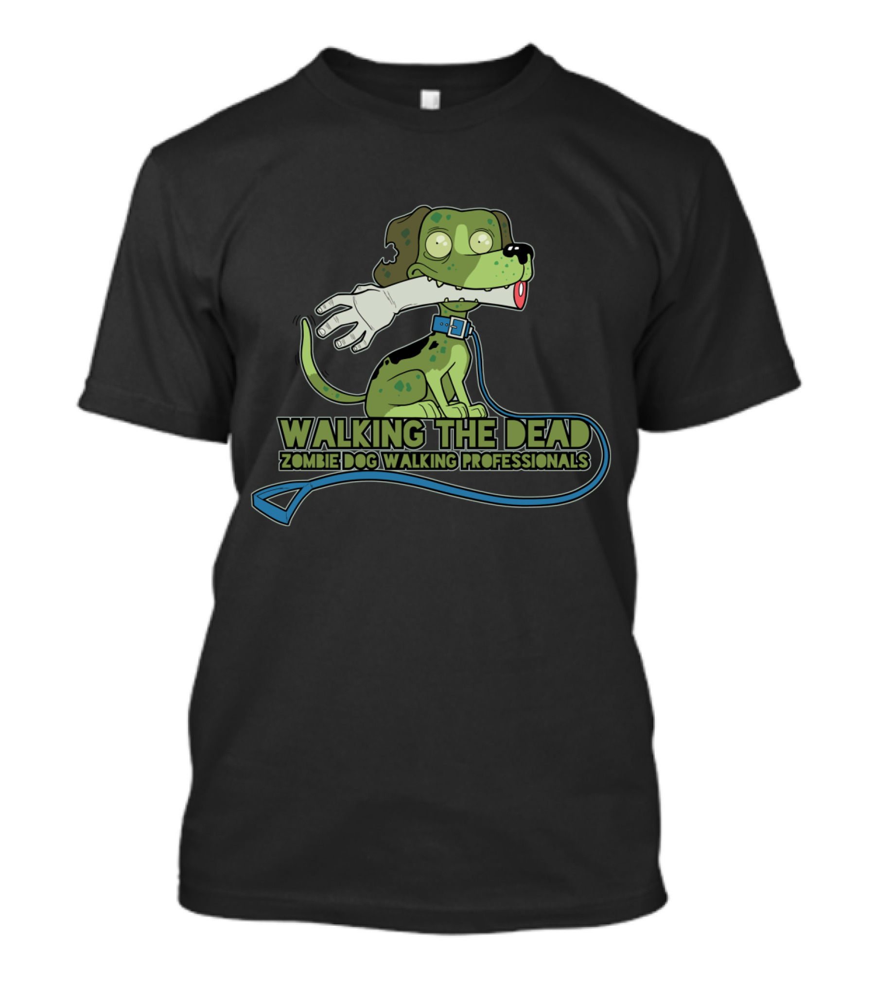 Walking The Dead Zombie Dog Walking Professionals Creepy Canine With Detached Zombie Arm Leash T-Shirt