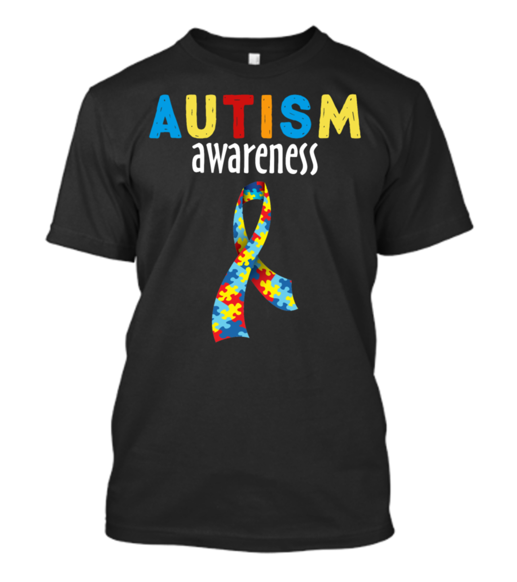 Autism Awareness Puzzle Ribbon Heart Emblem T-Shirt
