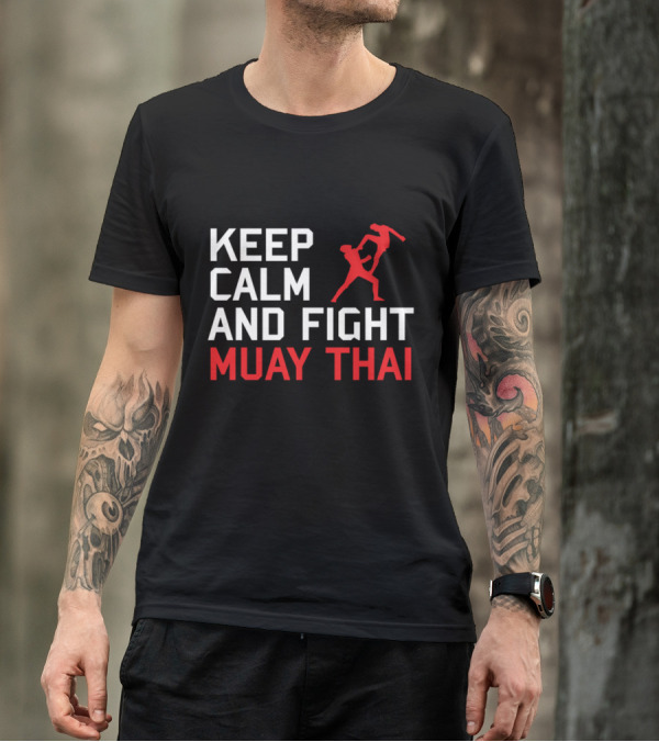 Keep Calm And Fight Muay Thai With Dynamic Red Fighter T-Shirt