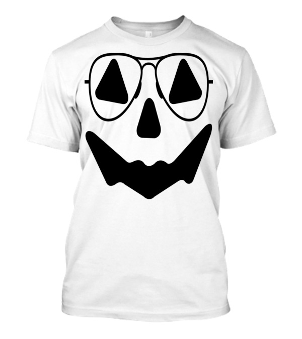 Pumpkin Face With Glasses Halloween Jack-O'-Lantern Sunglasses T-Shirt