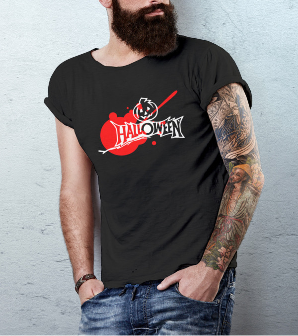 Halloween Pumpkin Red White Design With Spooky Jack-o'-Lantern T-Shirt