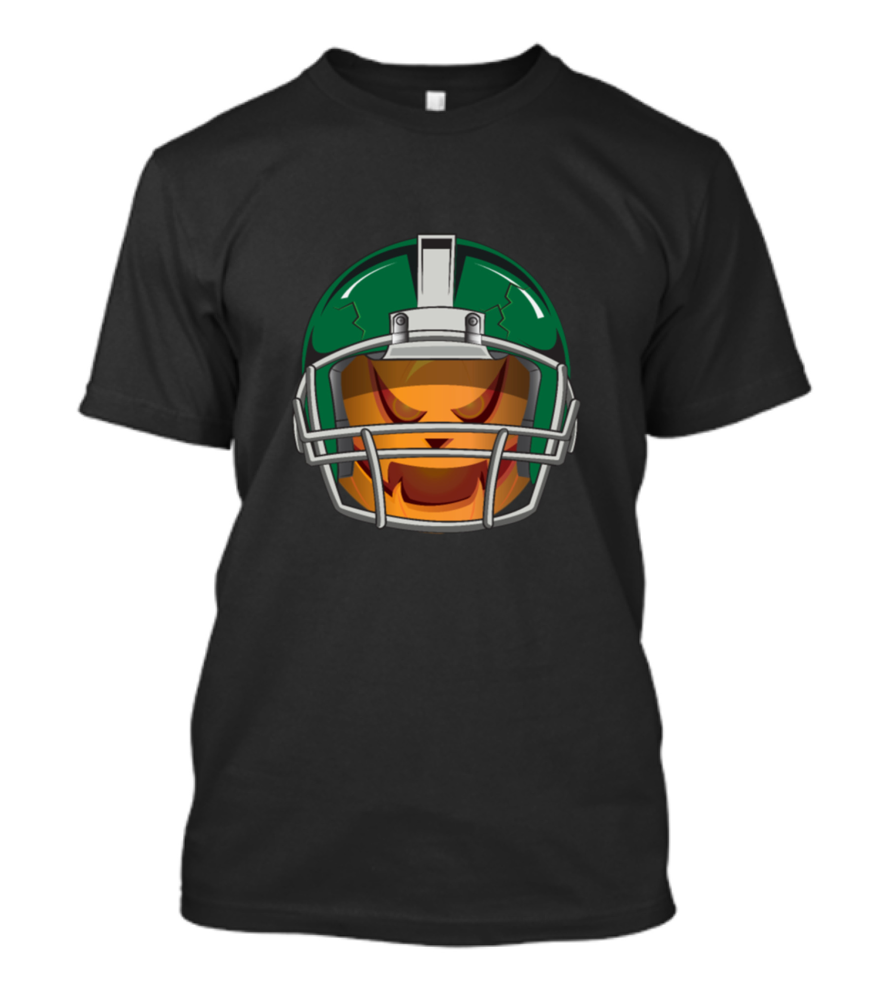 Football Helmet Pumpkin Jack-O'-Lantern Face T-Shirt