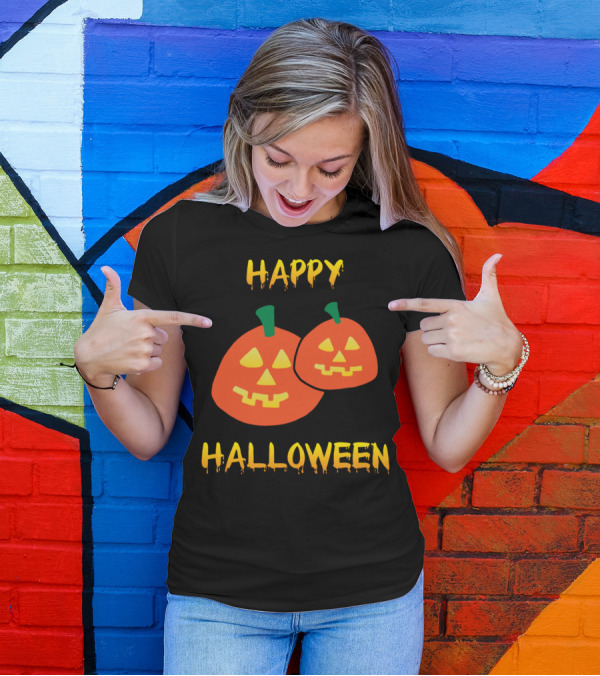 Happy Halloween With Smiling Pumpkin Faces And Festive Jack-o'-Lanterns T-Shirt