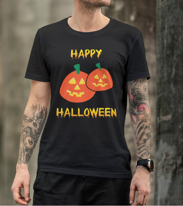 Happy Halloween With Smiling Pumpkin Faces And Festive Jack-o'-Lanterns T-Shirt