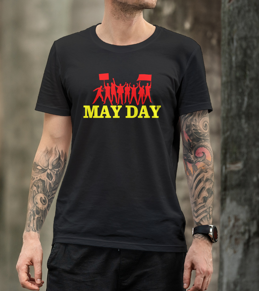 May Day Red Silhouette Protest Display T-Shirt