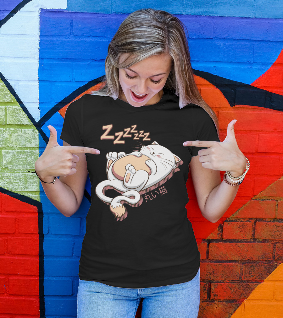 Marui Neko Sleeping Round Cat With Zzzzzz T-Shirt
