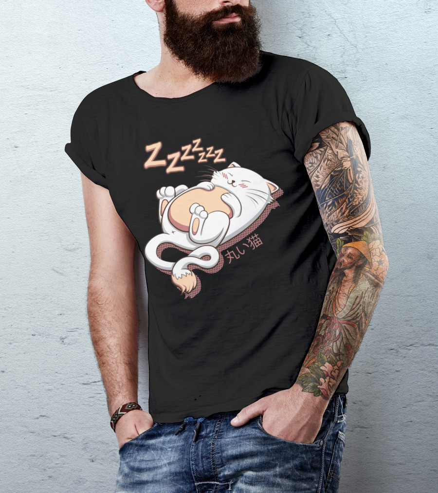 Marui Neko Sleeping Round Cat With Zzzzzz T-Shirt
