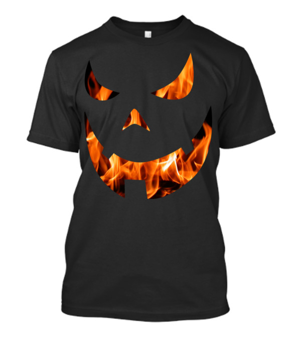 Halloween Jack-O'-Lantern Pumpkin Face With Fiery Flames T-Shirt