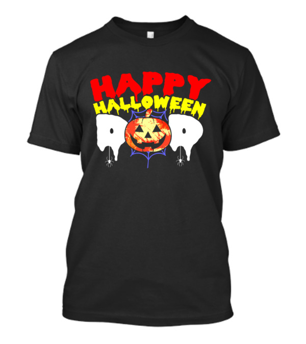 Happy Halloween Dad Creepy Pumpkin Spider Web T-Shirt