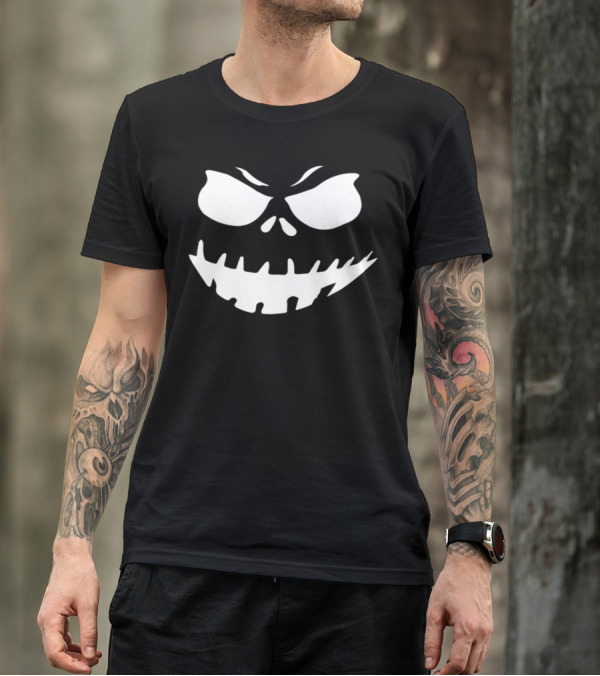 Evil Pumpkin Face Creepy Grinning Halloween T-Shirt