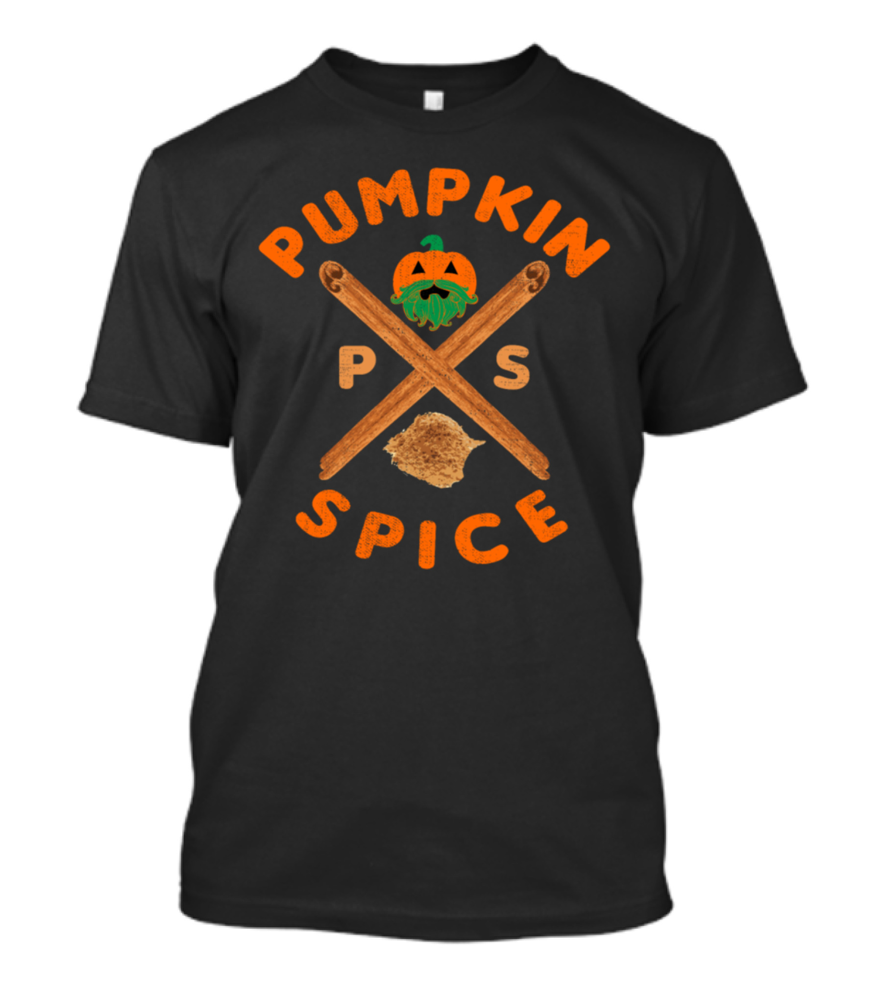 Pumpkin Spice Hipster Emblem With Cinnamon Stick Cross Pumpkin Face T-Shirt