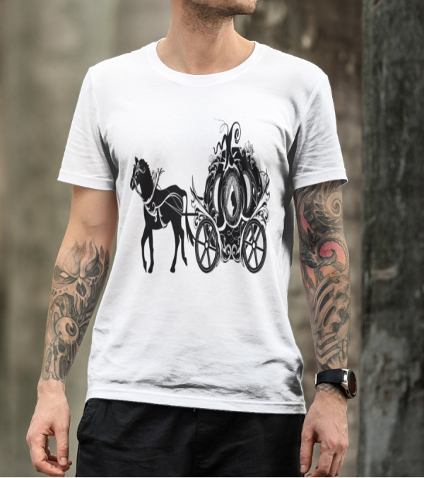 Cinderella Silhouette In Enchanted Pumpkin Carriage With Horse T-Shirt