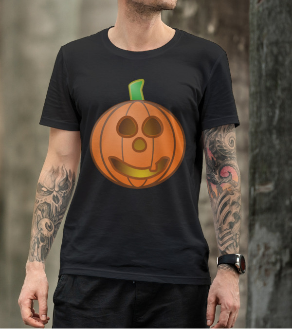 Pumpkin With Smile Emoji Icon Halloween Face T-Shirt