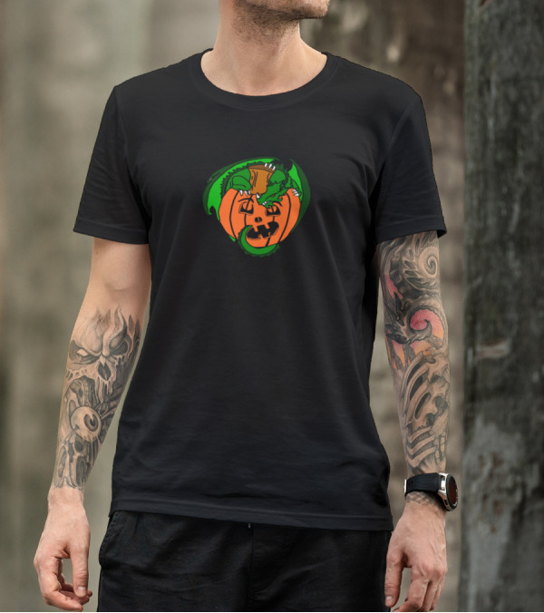 Pumpkin Dragon Halloween Creature With Green Decor Elements T-Shirt