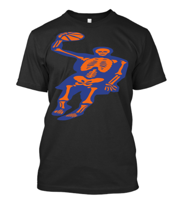 Dunk Basketball Player Skeleton Orange And Blue T-Shirt