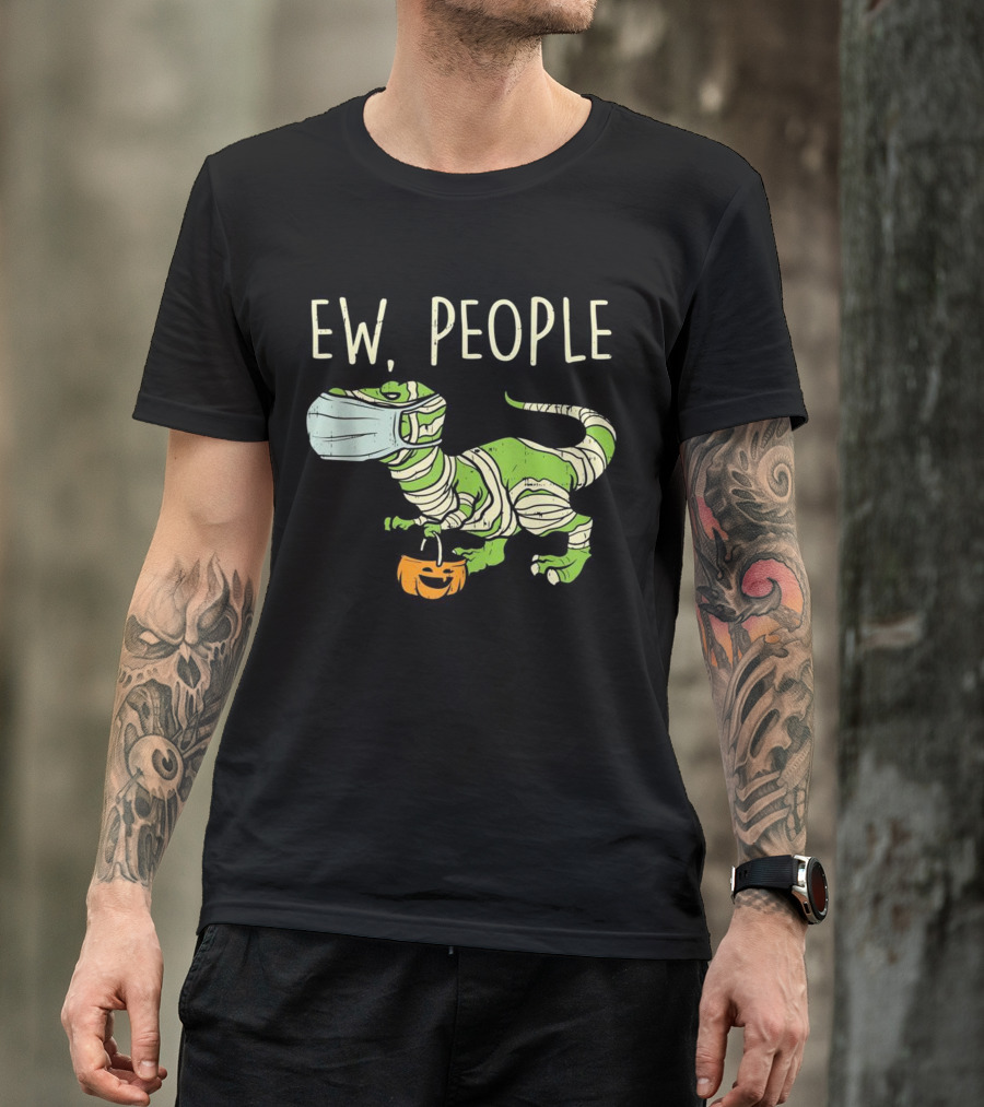 Ew People Halloween Dinosaur Mummy With Pumpkin T-Shirt