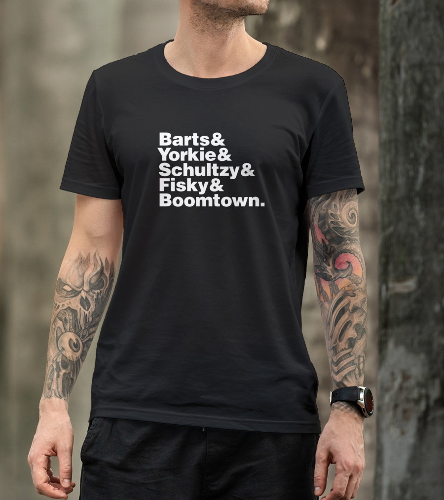 Barts Yorkie Schultzy Fisky Boomtown Senior Hockey Team Names T-Shirt