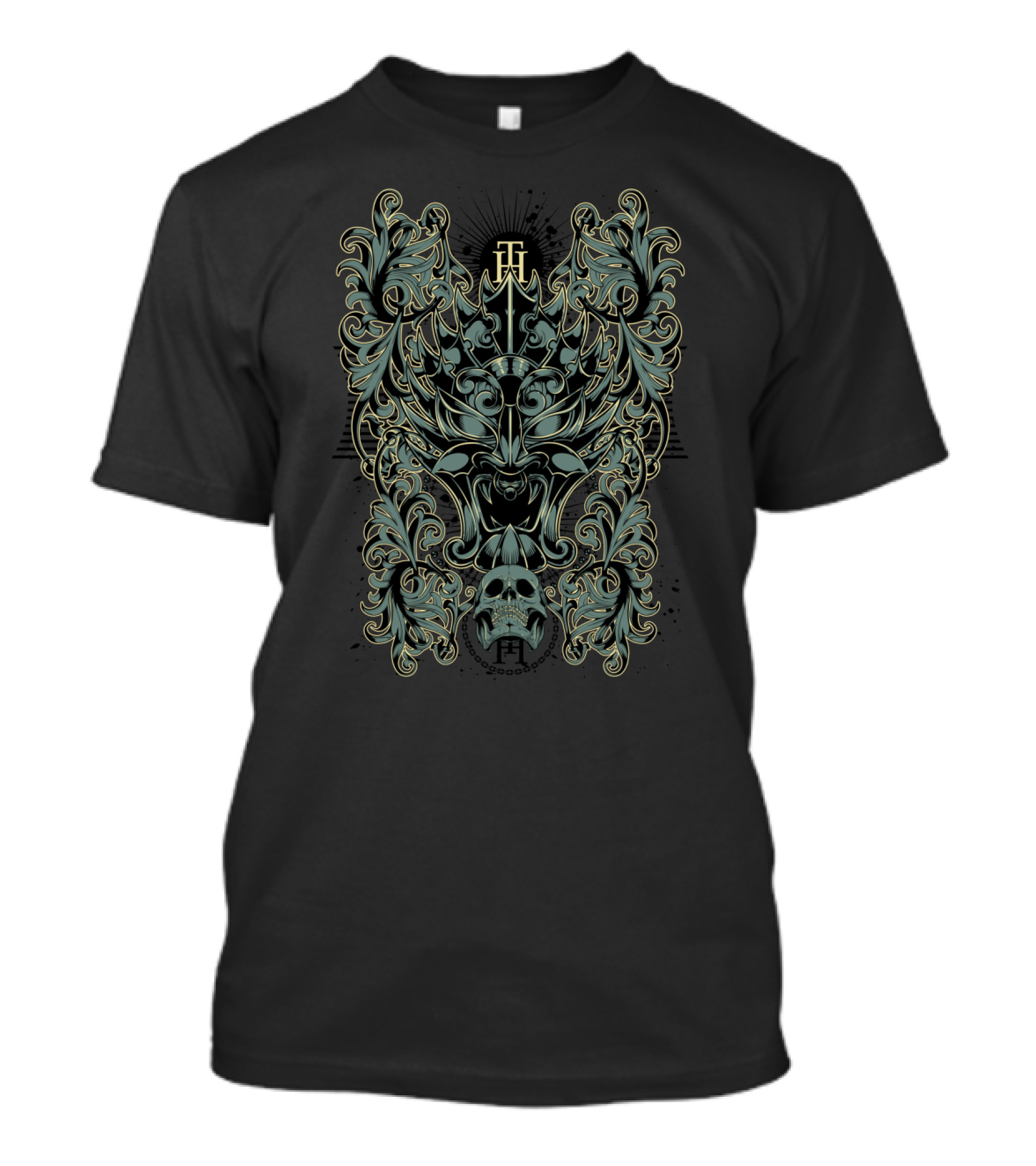 The Hidden Face Tribal Skull Ornate T-Shirt