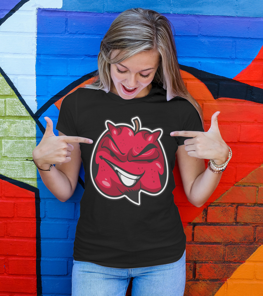 Evil Grinning Red Pumpkin With Goatee Halloween Humor T-Shirt