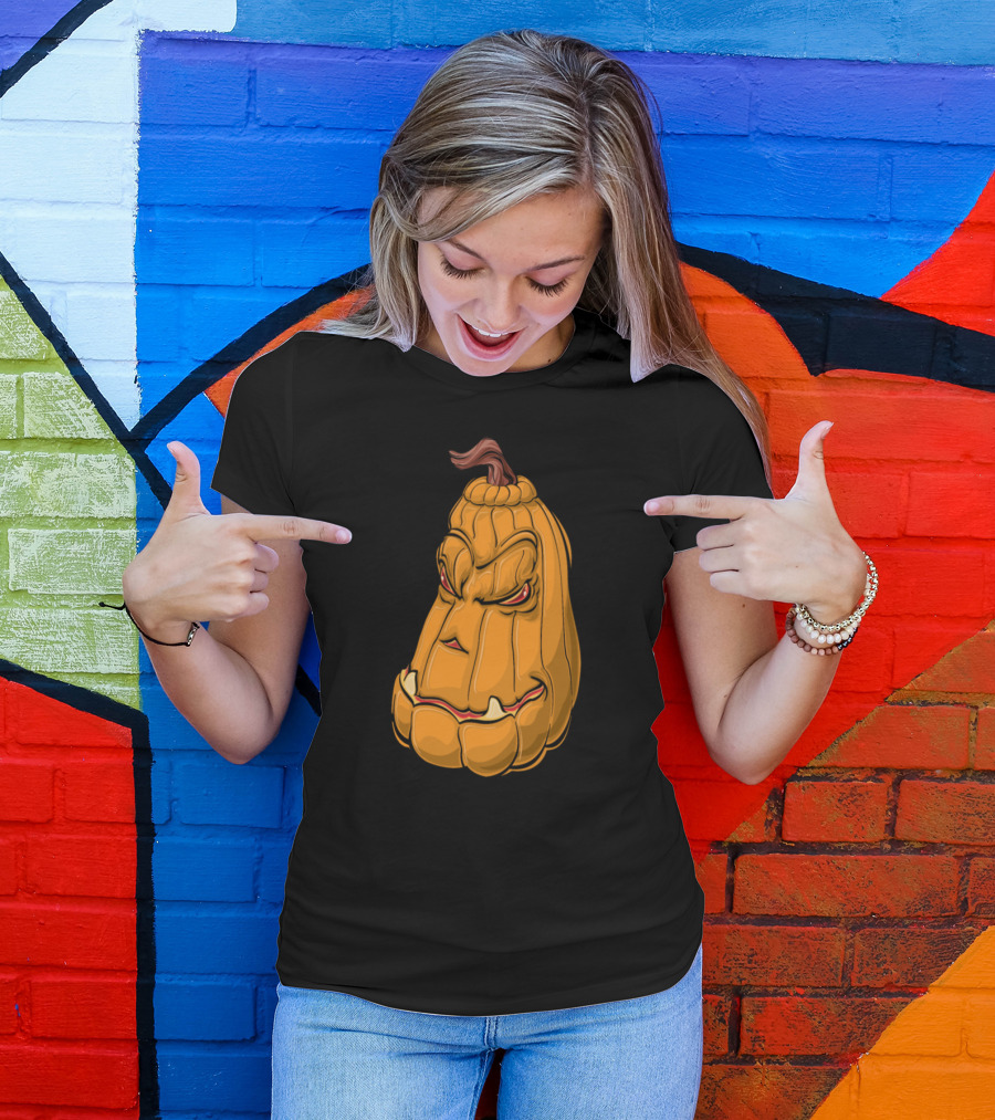 Cool Pumpkin Fierce Angry Face Halloween Jack-o'-Lantern T-Shirt