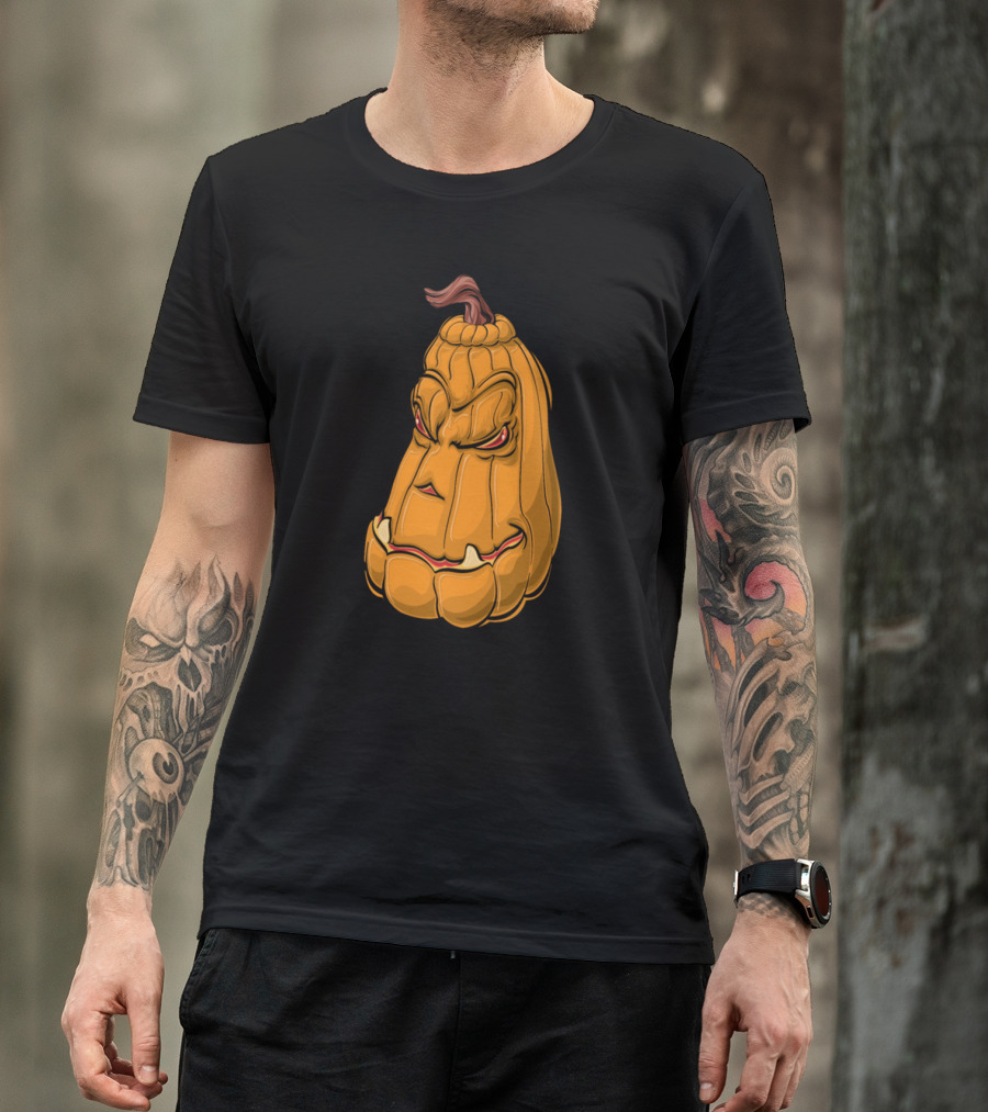 Cool Pumpkin Fierce Angry Face Halloween Jack-o'-Lantern T-Shirt