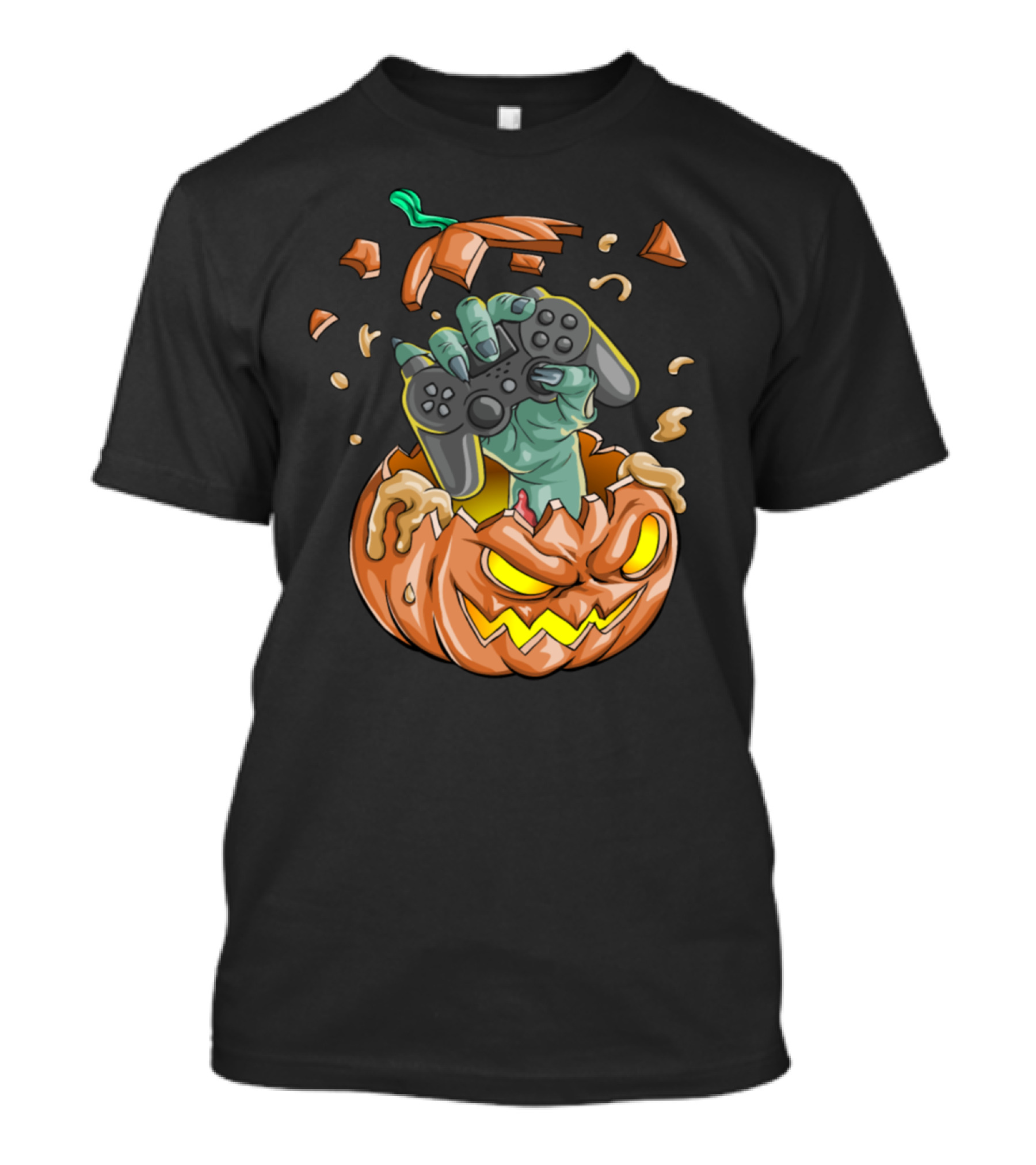 'Gamer Pumpkin Zombie Hand Holding Game Controller Halloween' T-Shirt