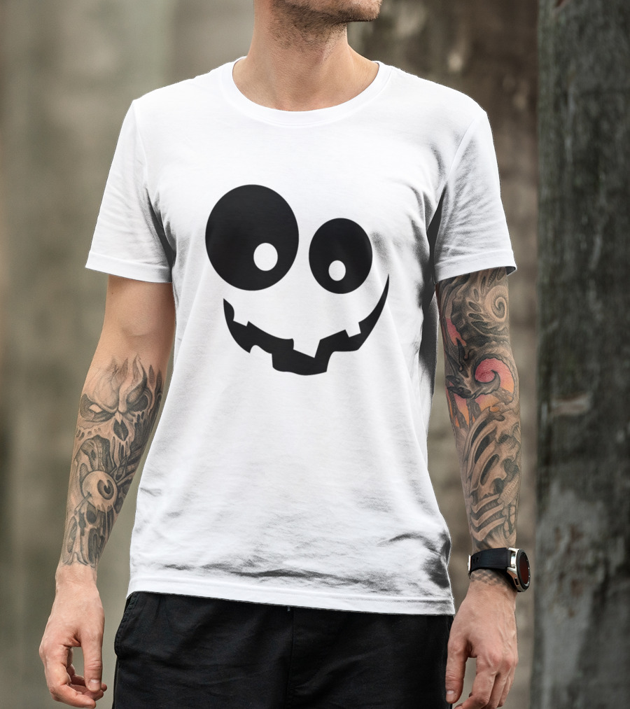 Dark Minimalist Smile Pumpkin Face Halloween T-Shirt