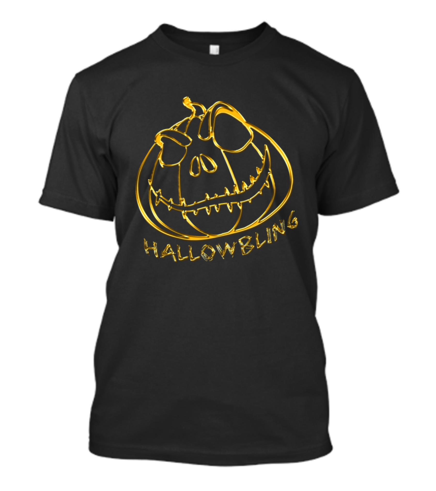 Hallowbling Gold Bling Pumpkin Halloween T-Shirt