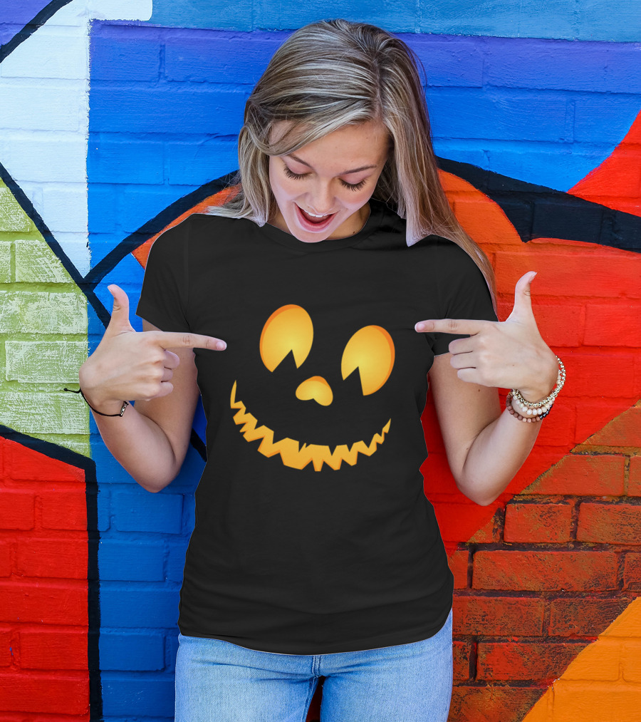 Halloween Pumpkin Scary Jack-O'-Lantern Face T-Shirt