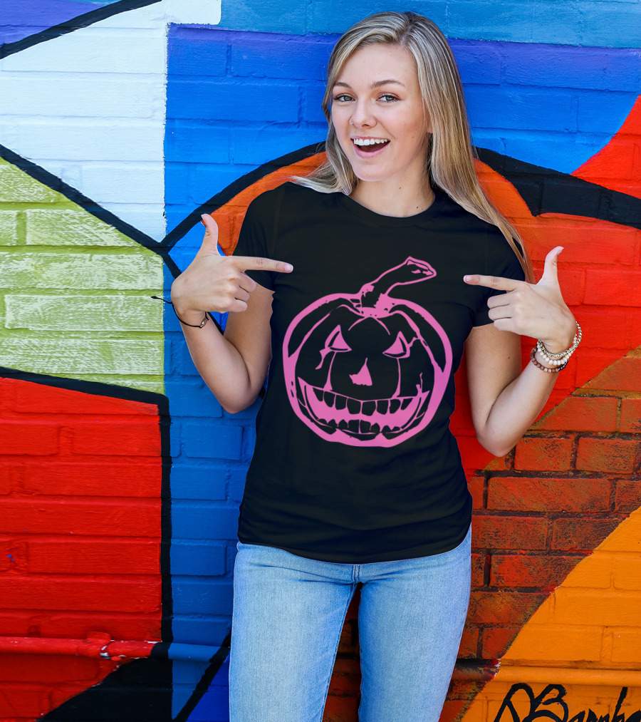 Pink Halloween Pumpkin Jack-O'-Lantern T-Shirt