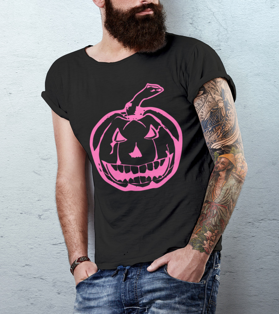 Pink Halloween Pumpkin Jack-O'-Lantern T-Shirt