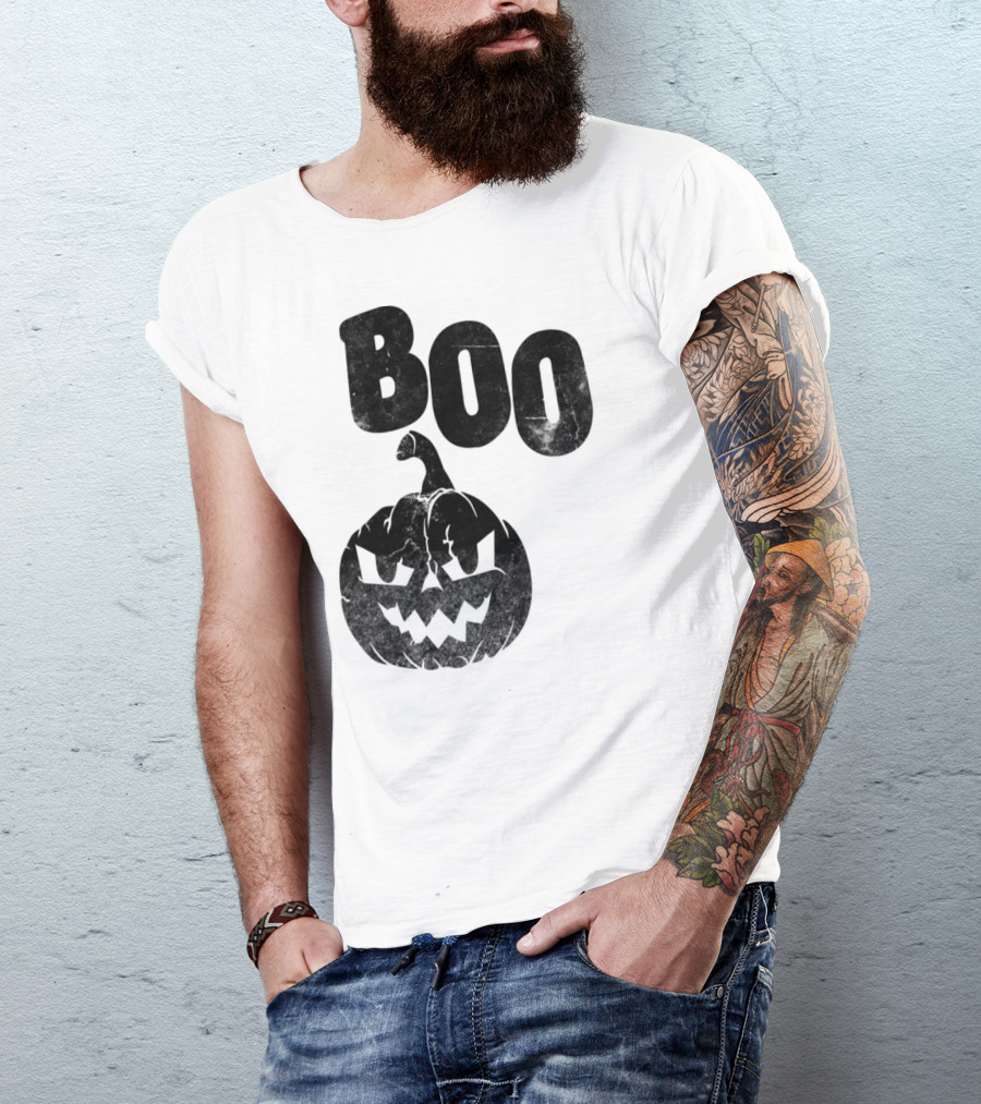 Boo Pumpkin With Spooky Jack-O'-Lantern Face T-Shirt