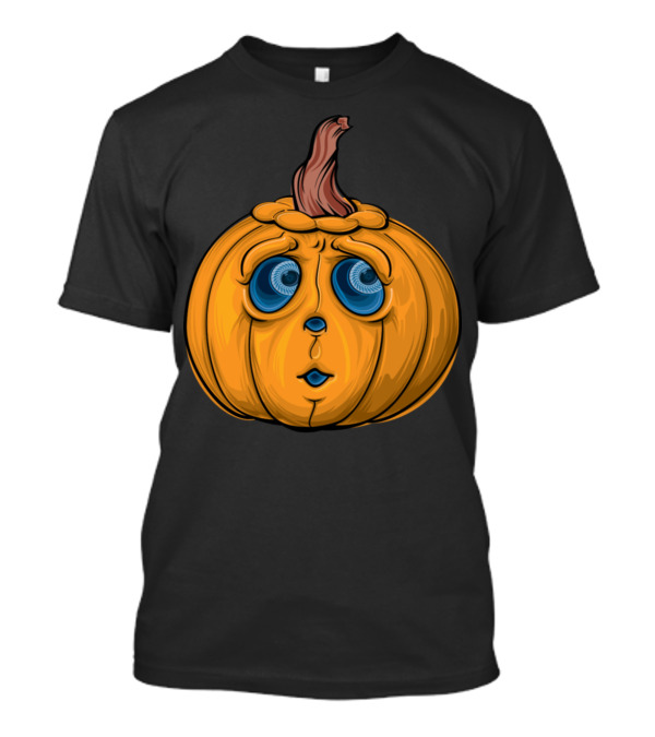 Cartoon Pumpkin Halloween Comic Draw Blue Eyed Expression T-Shirt