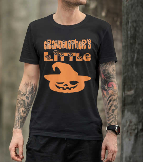 Grandmother's Little Pumpkin Halloween Skull Jack-O'-Lantern Hat T-Shirt