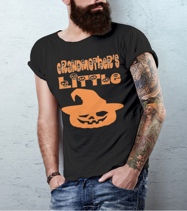 Grandmother's Little Pumpkin Halloween Skull Jack-O'-Lantern Hat T-Shirt